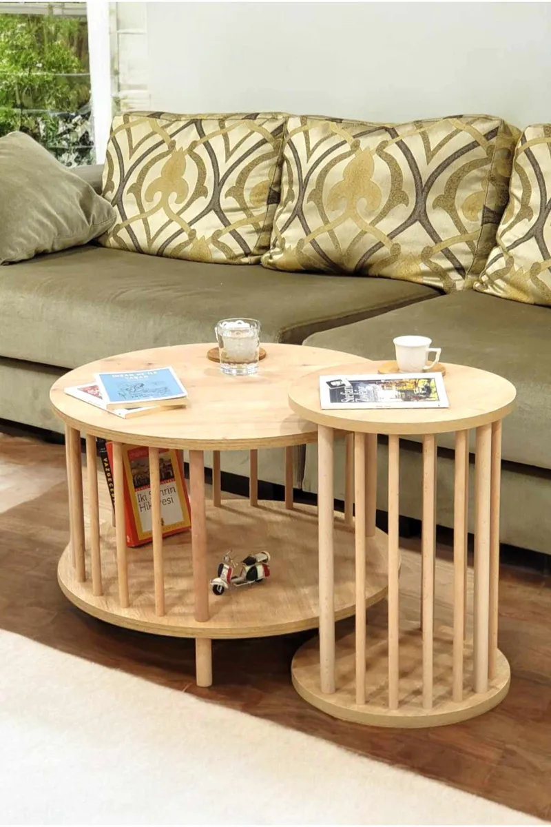 Sofabordssæt Hanah Home Peka Set Pro (Ø60 x H43 cm) Sapphire Oak, Sapphire Oak