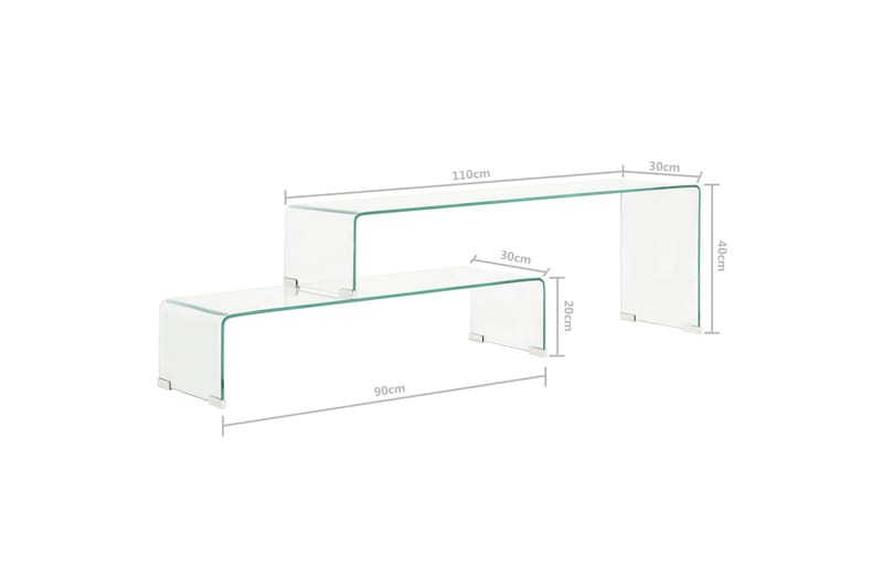 Sofabordssæt I 2 Dele 90 X 30 X 20/110 X 30 X 40cm Hærdet Gl - Møbler - Borde - Sofabord