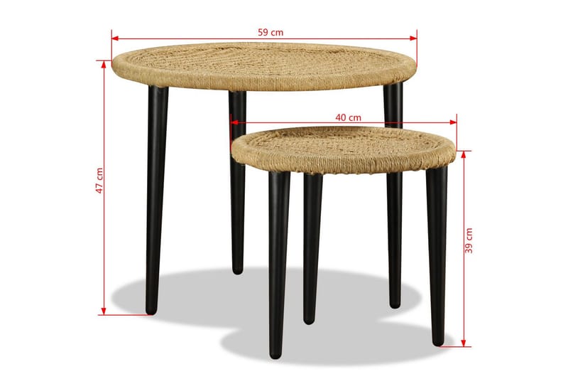 Sofabordssæt I 2 Dele Naturligt Jute - Beige - Møbler - Borde - Sofabord