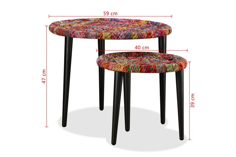 Sofabordssæt I 2 Dele Vævede Chindi-Detaljer Flerfarvet - Flerfarvet - Sofabord