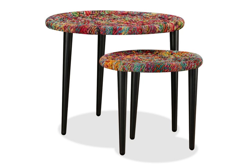 Sofabordssæt I 2 Dele Vævede Chindi-Detaljer Flerfarvet - Flerfarvet - Sofabord