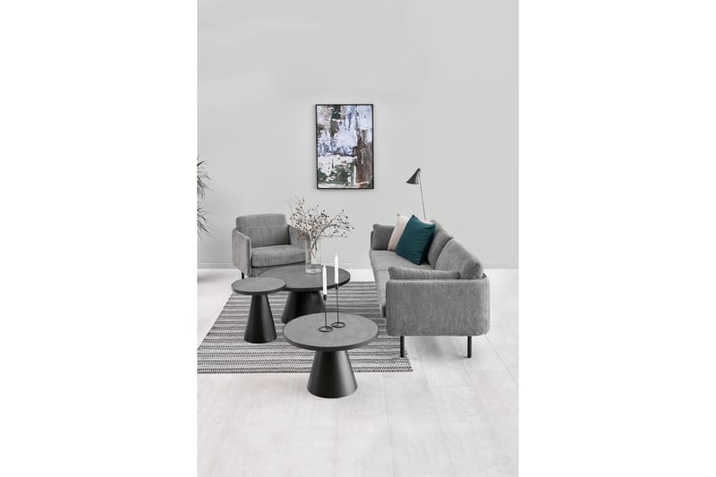 Soli Sofabord 46 cm Rundt - Glas/Sort/Mat Sort - Møbler - Borde - Sofabord