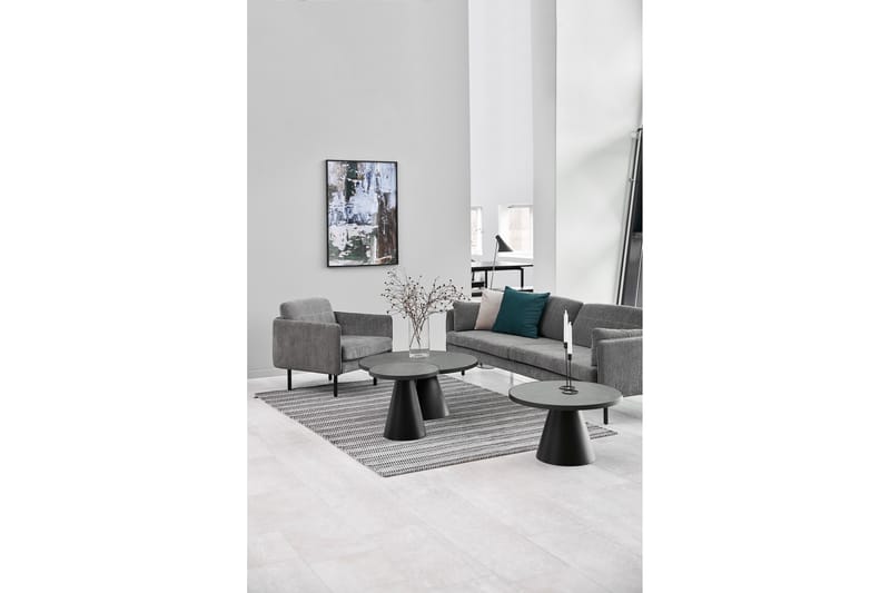 Soli Sofabord 46 cm Rundt - Glas/Sort/Mat Sort - Møbler - Borde - Sofabord