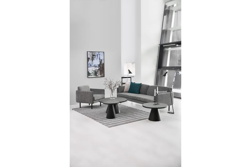 Soli Sofabord 46 cm Rundt - Glas/Sort/Mat Sort - Møbler - Borde - Sofabord