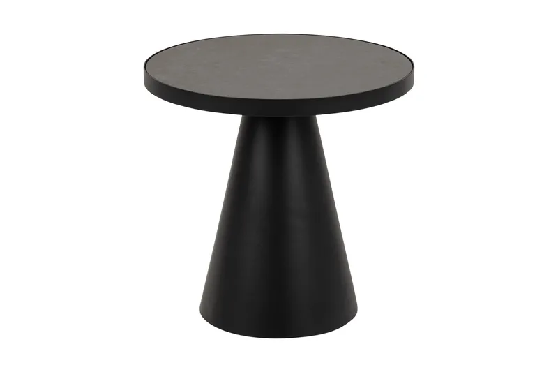 Soli Sofabord 46 cm Rundt, Glas/Sort/Mat Sort