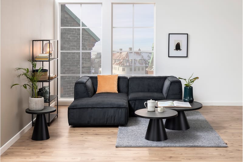 Soli Udvideligt Sofabord 66 cm Rundt - Glas/Sort/Mat Sort - Møbler - Borde - Sofabord