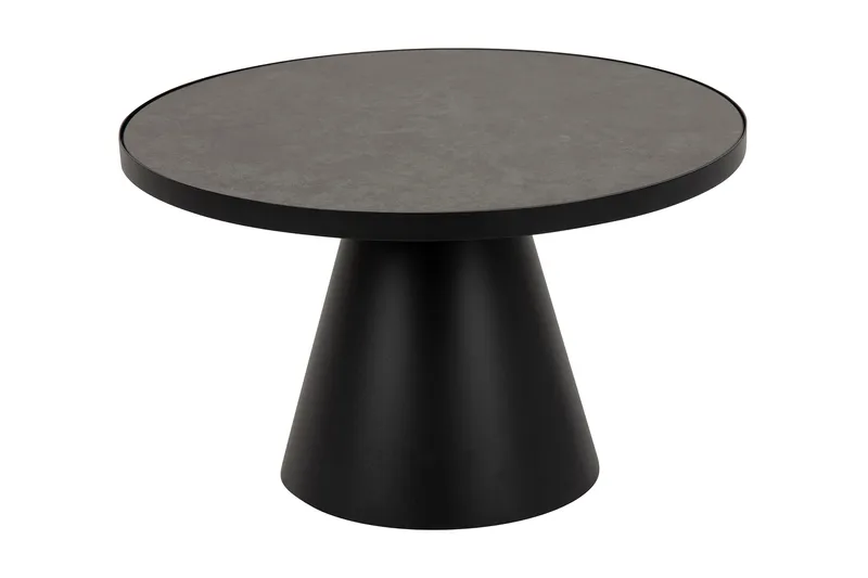 Soli Udvideligt Sofabord 66 cm Rundt, Glas/Sort/Mat Sort