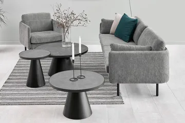 Soli Udvideligt Sofabord 66 cm Rundt - Glas/Sort/Mat Sort - Møbler - Borde - Sofabord