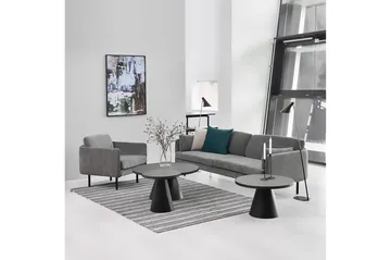 Soli Udvideligt Sofabord 66 cm Rundt - Glas/Sort/Mat Sort - Møbler - Borde - Sofabord