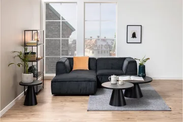 Soli Udvideligt Sofabord 66 cm Rundt - Glas/Sort/Mat Sort - Møbler - Borde - Sofabord