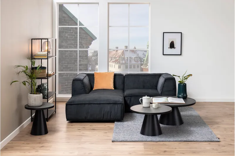 Soli Udvideligt Sofabord 66 cm Rundt - Glas/Sort/Mat Sort - Møbler - Borde - Sofabord