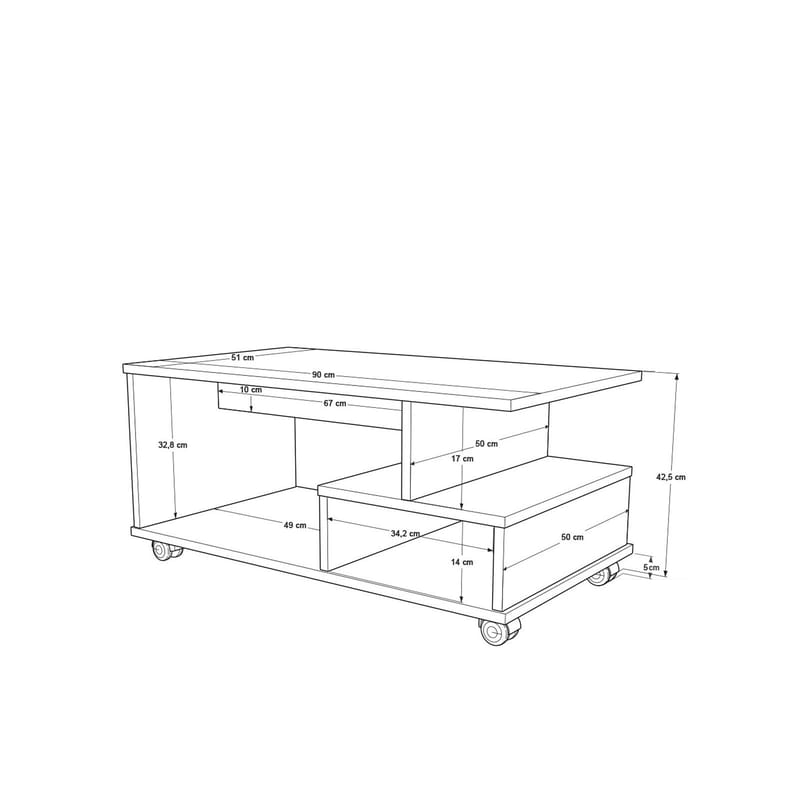 Solven Sofabord 90x42,5x51 cm - Eg og antracit - Møbler - Borde - Sofabord