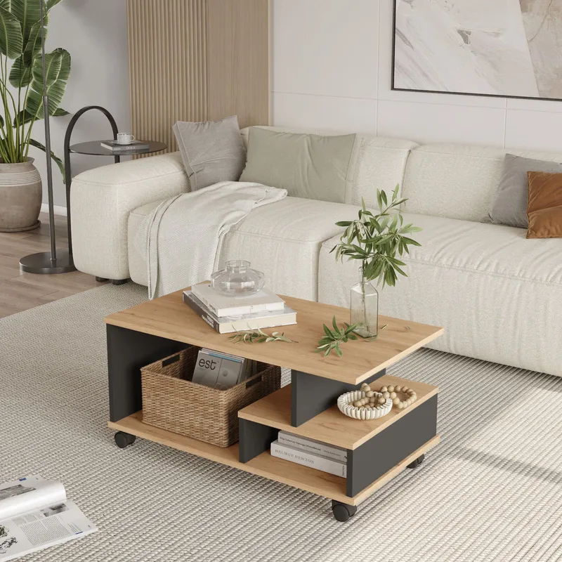 Solven Sofabord 90x42,5x51 cm - Eg og antracit - Møbler - Borde - Sofabord