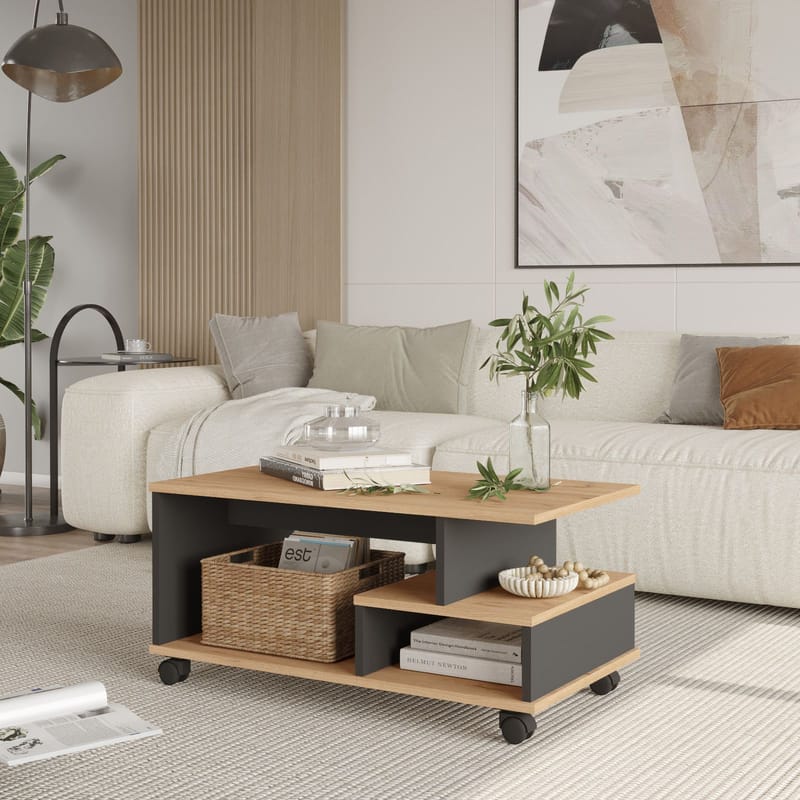 Solven Sofabord 90x42,5x51 cm - Eg og antracit - Møbler - Borde - Sofabord