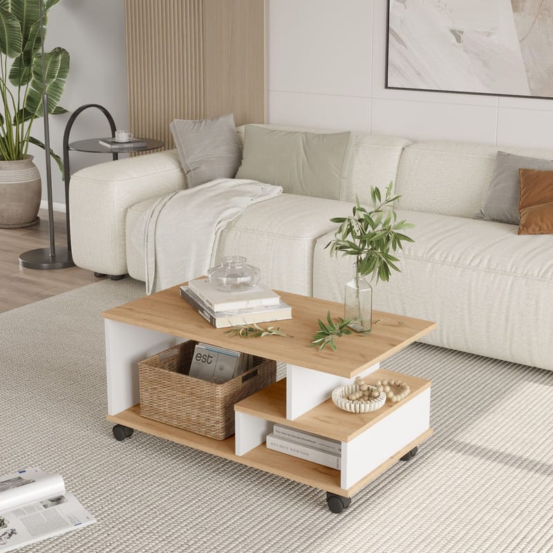 Solven Sofabord 90x42,5x51 cm - Eg og hvid - Møbler - Borde - Sofabord