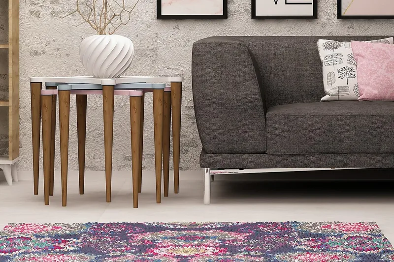 Springtime Indskudsbord 50 cm 3 Bord - Hvid/Lyserød/Blå - Møbler - Borde - Sofabord