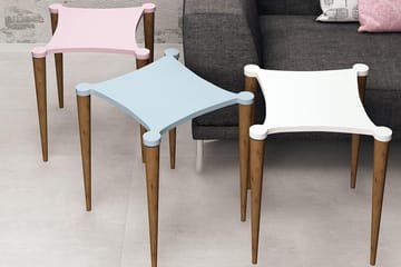 Springtime Indskudsbord 50 cm 3 Bord - Hvid/Lyserød/Blå - Møbler - Borde - Sofabord