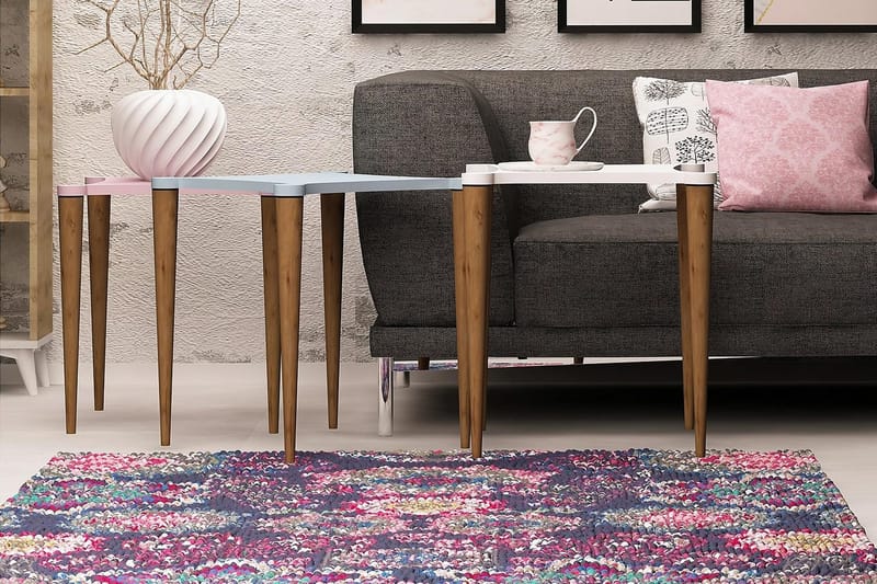 Springtime Indskudsbord 50 cm 3 Bord - Hvid/Lyserød/Blå - Møbler - Borde - Sofabord