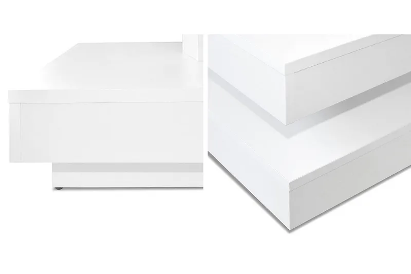 Stoliv Sofabord 70 cm Vridebar med Opbevaring Hylde - Hvid - Møbler - Borde - Sofabord