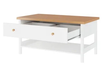 Storys Sofabord 110 cm med Opbevaring Skuffe + Hylde - Beige/Hvid - Møbler - Borde - Sofabord