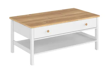 Storys Sofabord 110 cm med Opbevaring Skuffe + Hylde - Beige/Hvid - Møbler - Borde - Sofabord