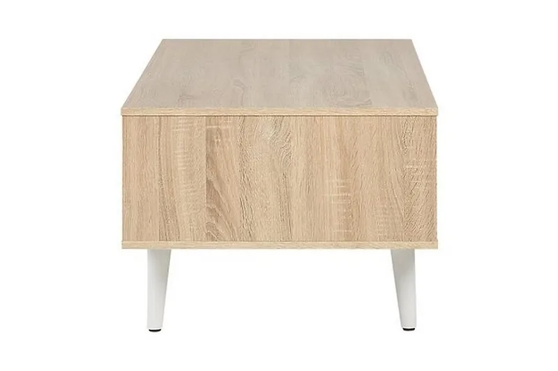 Swanea Sofabord 120 cm med Opbevaring Skab + Hylde - Lysebrun/Hvid - Møbler - Borde - Sofabord