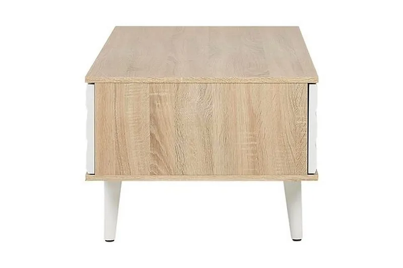 Swanea Sofabord 120 cm med Opbevaring Skab + Hylde - Lysebrun/Hvid - Møbler - Borde - Sofabord