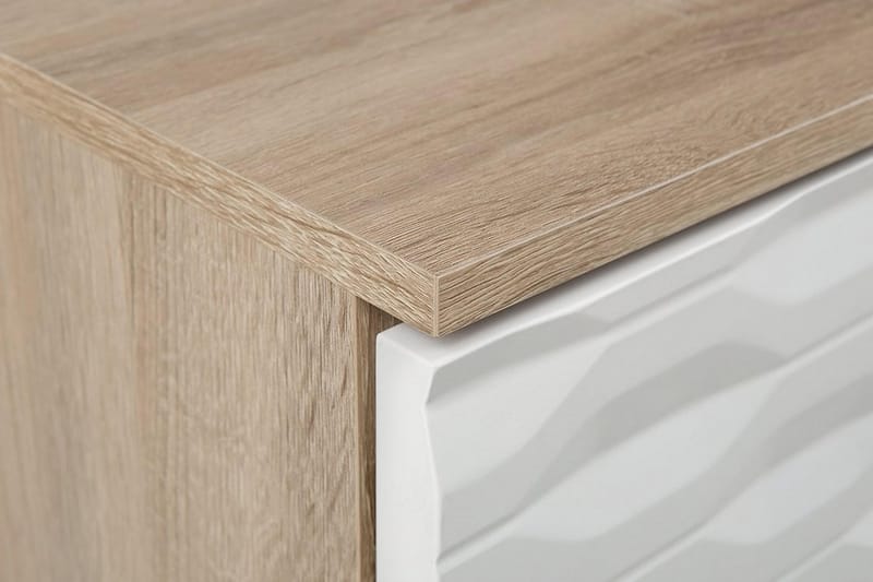Swanea Sofabord 120 cm med Opbevaring Skab + Hylde - Lysebrun/Hvid - Møbler - Borde - Sofabord