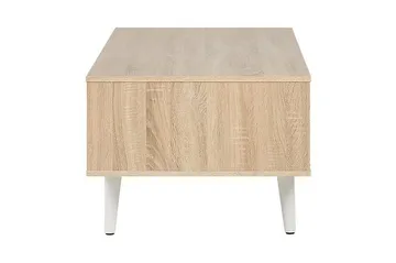 Swanea Sofabord 120 cm med Opbevaring Skab + Hylde - Lysebrun/Hvid - Møbler - Borde - Sofabord