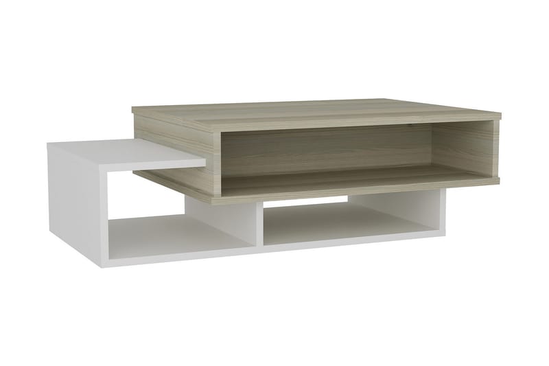 Tabate Sofabord 105 cm med Opbevaring Hylder - Hvid/Natur - Sofabord