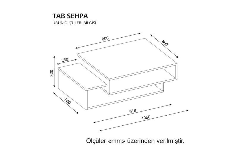 Tabate Sofabord 105 cm med Opbevaring Hylder - Hvid/Valnøddebrun - Møbler - Borde - Sofabord