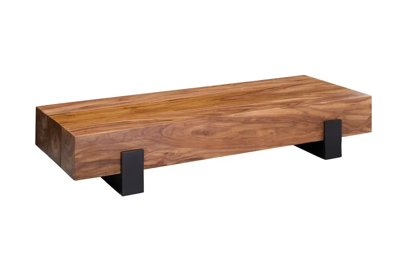 Taquanna Sofabord 115 cm Rundt, Massivt Træ/Brun/Sort