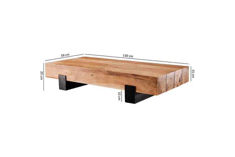 Taquanna Sofabord 130 cm Rundt - Akacie/Brun/Sort - Møbler - Borde - Sofabord