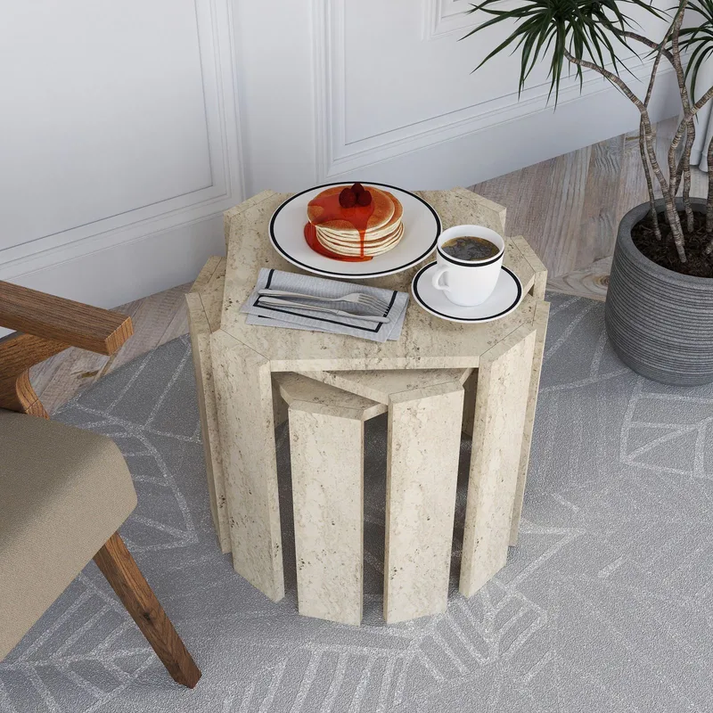 Tatil indskudsborde 38 cm - Travertin - Møbler - Borde - Sofabord - Kistebord