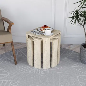 Tatil indskudsborde 38 cm - Travertin - Møbler - Borde - Sofabord - Kistebord