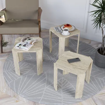 Tatil indskudsborde 38 cm - Travertin - Møbler - Borde - Sofabord - Kistebord