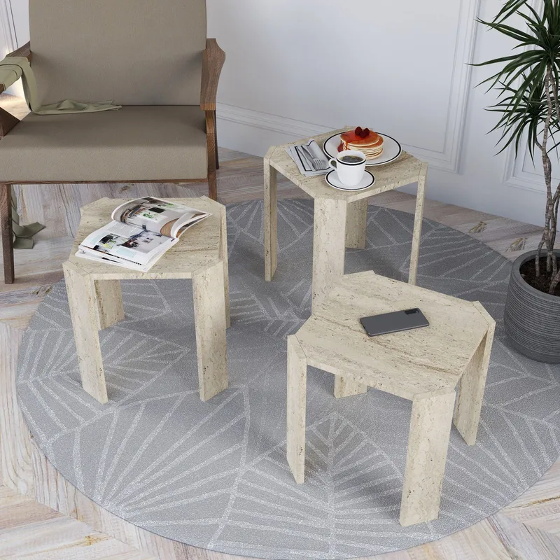 Tatil indskudsborde 38 cm - Travertin - Møbler - Borde - Sofabord - Kistebord
