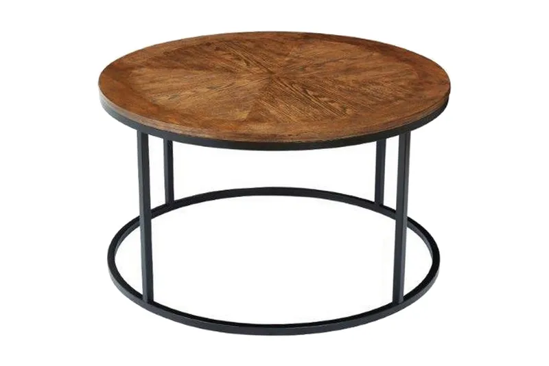 Tawan Sofabord 85 cm Rundt, Mørkt Egefinér/Brun