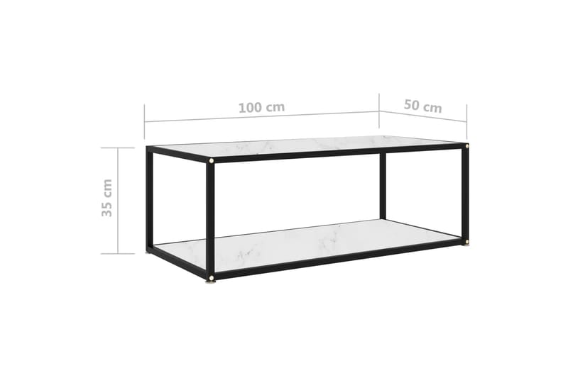 tebord 100x50x35 cm hærdet glas hvid - Hvid - Sofabord