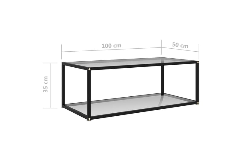 Tebord 100x50x35 cm hærdet glas transparent - gennemsigtig - Møbler - Borde - Sofabord