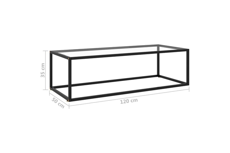 tebord 120x50x35 cm hærdet glas sort - Sort - Sofabord