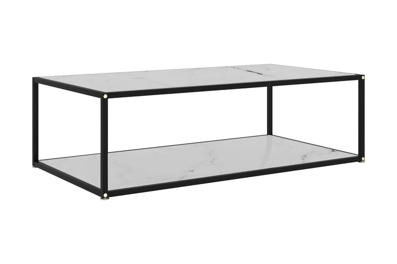 Tebord 120x60x35 cm hærdet glas hvid - Hvid - Sofabord