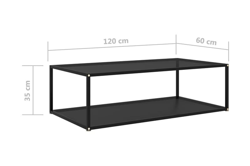 Tebord 120x60x35 cm hærdet glas sort - Sort - Møbler - Borde - Sofabord