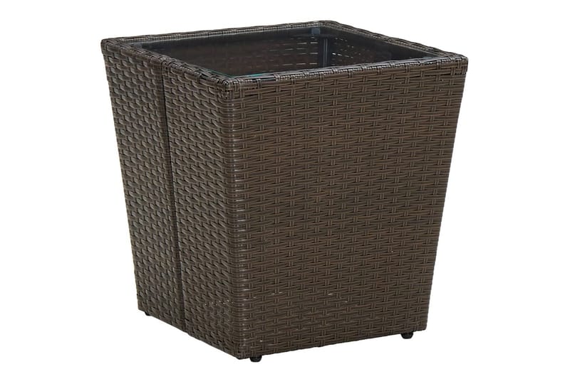 tebord 41,5x41,5x44 cm polyrattan og hærdet glas brun - Brun - Sofabord