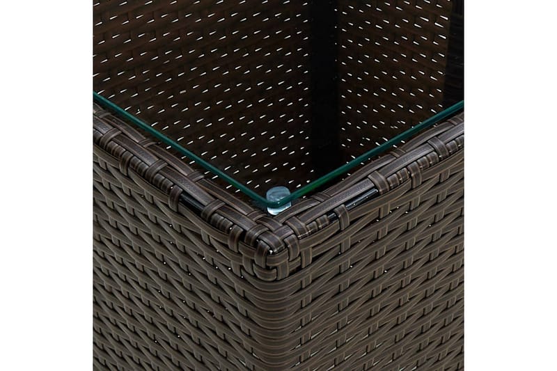 tebord 41,5x41,5x44 cm polyrattan og hærdet glas brun - Brun - Møbler - Borde - Sofabord