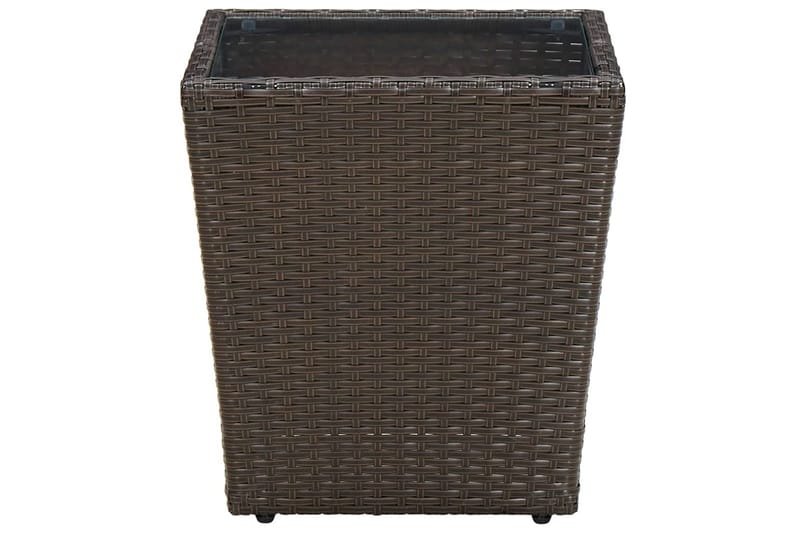 tebord 41,5x41,5x44 cm polyrattan og hærdet glas brun - Brun - Møbler - Borde - Sofabord
