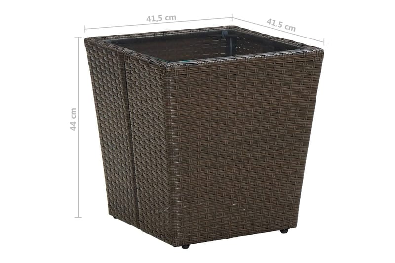 tebord 41,5x41,5x44 cm polyrattan og hærdet glas brun - Brun - Sofabord