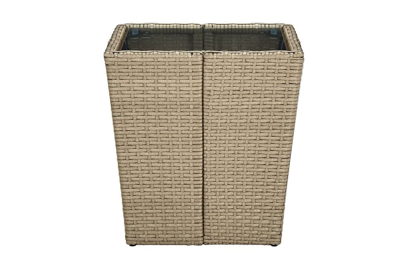 tebord 41,5x41,5x44 cm polyrattan og hærdet glas beige - Beige - Sofabord