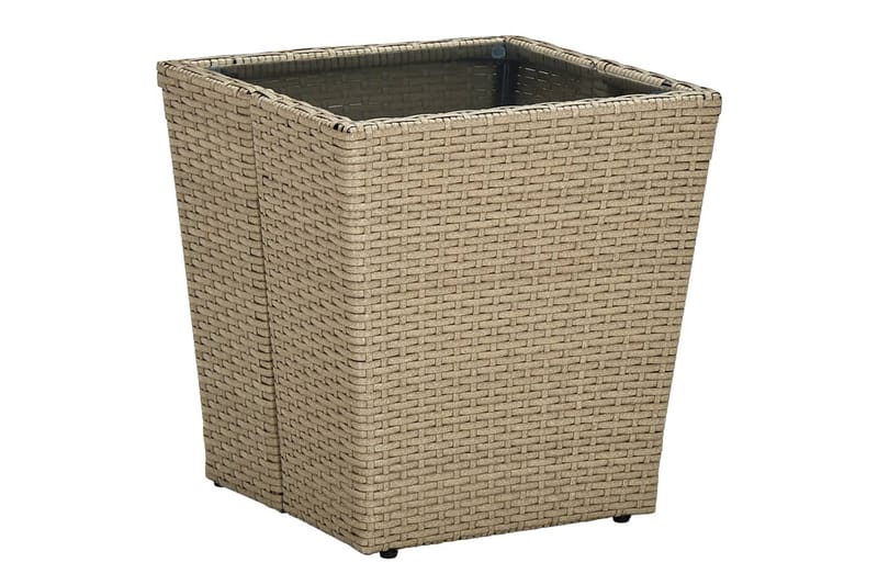 tebord 41,5x41,5x44 cm polyrattan og hærdet glas beige - Beige - Møbler - Borde - Sofabord