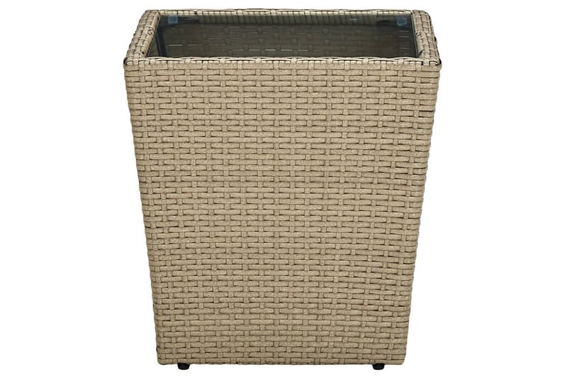 tebord 41,5x41,5x44 cm polyrattan og hærdet glas beige - Beige - Sofabord